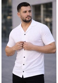 Resim Erkek Waffle Dokuma Kumaş Açık Yakalı Düğmeli Gömlek 2 Li Set Beyaz-gri Çok Renkli 