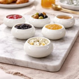 Resim 6 Lı Beyaz Porseken Kase Sosluk Kahvaltılık Reçellik Sunumluk Çerezlik 6 4cm 