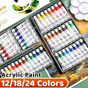 Resim Su Geçirmez Taşınabilir Akrilik Boya Seti, 12/18/24 Renkler, Zengin Pigmentlerle, Yetişkinler ve Sanatçılar İçin Uygun, Tatil Hediyesi 
