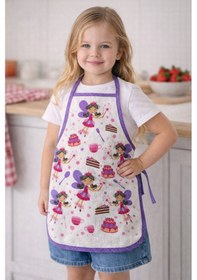 Resim 3-5 Yaş Çocuk Mutfak Önlüğü 35x50 Cm Su Geçirmez, Leke Tutmaz, Pamuk Polyester Karışımlı Mor 