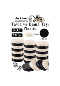 Resim Tavla Pulu Küçük Boy No:2 1 Paket Tavla Ve Dama Taşı Plastik 2.8 Cm Zar Hediyeli Gri Siyah 28 Mm Oyun Pulu 