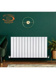 Resim 600mm x 555mm Amber Yüksek Isı Kapasiteli Dekoratif Yatay Beyaz Alüminyum Radyatör 