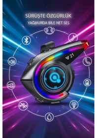 Resim Rgb Işıklı Bluetooth Motosiklet Kask Kulaklığı İnterkom Destekli Yüksek Ses Kalitesi 