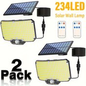 Resim 2 adet Süper Parlak 234LED Güneş Işığı, IR Sensörlü Sokak Lambası, Modern Dekoratif Duvar Lambası, Uzaktan Kumandalı Çoklu Anahtar Modları, IP44 Duvar Lambası, Avlu, Balkon, Bahçe, Garaj, Sokak, Ev Girişi vb. için Uygun 