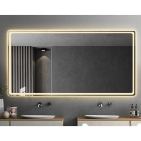 Resim Dnr-Mirror40 x 55 cm Günışığı Ledli Kumlamalı Dikdörtgen Banyo Aynası Tuvalet Aynası 