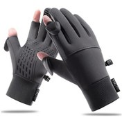 Resim Kış Çevirme Açık İki Parmak Eldiven Erkekler Kadınlar Sıcak 