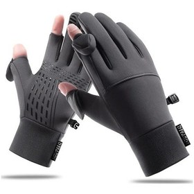 Resim Kış Çevirme Açık İki Parmak Eldiven Erkekler Kadınlar Sıcak 