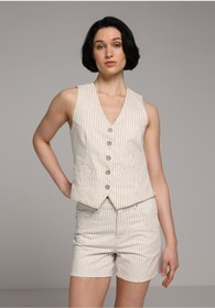 Resim Colin's Mom Fit Yüksel Bel Düz Kadın Stripe Denim Jean Şort 