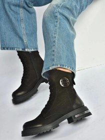 Resim Fox Shoes V555575501 Siyah Hakiki Deri Nubuk Kadın Postal Bot Siyah-Nubuk 