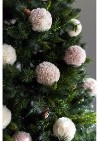 Resim 6 Adet Ponpon Ekru Kartopu Dekoratif Yılbaşı Ağaç Süsü 