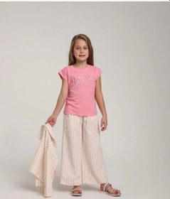 Resim Escabel Kız Çocuk Pamuklu Happy Pul İşlemeli Tshirt-15637 Pembe 