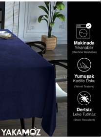 Resim Gece Mavisi Kadife Dokulu Masa Örtüsü Dertsiz Velvet Touch Serisi Gece Mavisi 