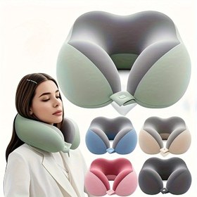 Resim Yetişkinler için U-Şekilli Boyun Yastığı - Ergonomik Seyahat ve Ofis Uykusu Desteği, Çıkarılabilir ve Yıkanabilir, Boyun Koruma için Orta Yumuşak Konfor, Seyahat, Ofis Rahatlatma için Boyun Yastığı, Modern Yastık Tasarımı, Dayanıklı Yastık Kılıfı 