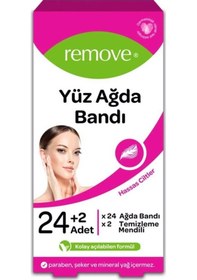 Resim Remove Hassas Ciltler için Yüz Ağda Bandı 24'lü + Temizleme Mendili 2'li 