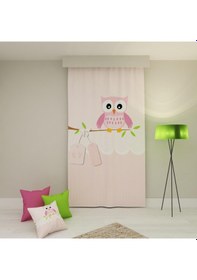 Resim PAREDORA Dalda Pembe Baykuş Tek Kanat Fon Perde 