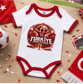 Resim Bk Gift Türkiye Taraftar Temalı 2026 Dünya Kupası Tasarımlı Kırmızı Bebek Body Zıbın-6 Tek Yürek Milli Takım Ruhu 