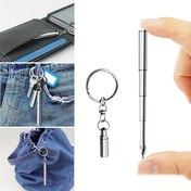 Resim Anahtarlık ile 1 adet Paslanmaz Çelik Çekilebilir Kalem - Taşınabilir Mini Metal Yazma Aracı, Orta Uç, Yuvarlak Dönen Kapanma, Günlük Taşıma ve Ofis Kullanımı için Kompakt Tasarım, Şık Kalem Tasarımı, Dayanıklı Metal Kalem 
