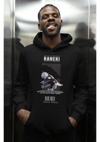 Resim Sevbano Ken Kaneki Tokyo Ghoul Baskılı Unisex Oversize Anime Karakter Hoo Siyah 