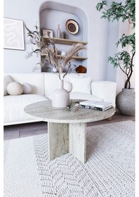 Resim Nova Tekli Orta Sehpa, İskandinav Stil, Bohem, 72 Cm - Traverten 