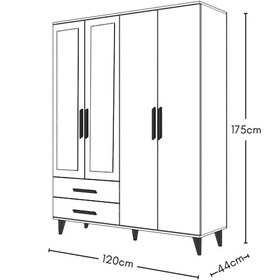 Resim Gm 070-b Novado Siyah Kulplu Ayaklı Aynalı Gardırop 