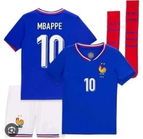 Resim Fransa 2024/25 Yeni Sezon Kylian Mbappe Çocuk Forması Şort Çorap 3'lü SET32 
