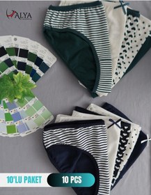 Resim Alya Underwear Kız Çocuk Kalpli Dokuma Lastik Pamuklu Kumaş Slip Külot 5'li Paket 5 Adet Beyaz Multicolor-x23 