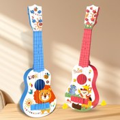 Resim Çizgi Film Ukulele Oyuncak Müzik Aleti, Kırmızı/Mavi Plastik Çalınabilir Müzik Oyuncak 
