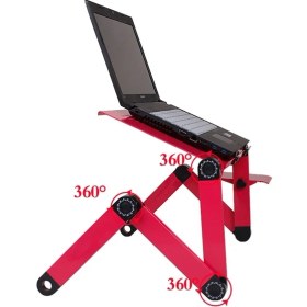 Resim Yatak Için Ayarlanabilir Laptop Masası Taşınabilir Lap Danışma Katlanabilir Standı Fare Pad ile Çok Fonksiyonlu Dizüstü Tutucu Kanepe Ofis | Dizüstü Masa (Pembe) 