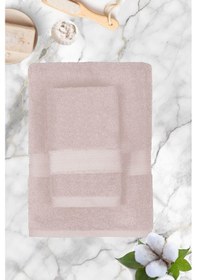 Resim Büyük Battal Boy 2'li Set Banyo Ve Hamam Havlusu %100 Pamuklu Denis Pudra 