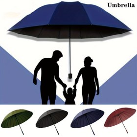 Resim 24 Kaburgalı Dev Uzun Saplı Golf Şemsiyesi - Dayanıklı Büyük Boy 3 Kişilik Kapsama, Otomatik Açılır, Parıltılı, Harsh Hava Koşulları, Plaj ve Günlük Kullanım İçin 