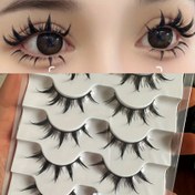 Resim 5 Çift Karikatür Kirpikleri, Dramatik Şeytan Tarzı, Kalın ve Uzun Üç Boyutlu Kıvır, Yumuşak ve Hafif Karikatür, Formaldehit İçermeyen Rol Oynama Aksesuarları 