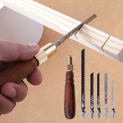 Resim Ahşap Testere Seti 5 Parça Yüksek Karbonlu Çelik Kaba/İnce Dişli Testere Bıçağı Ahşap Saplı Değiştirilebilir Testere Bıçağı ile Ahşap Plastik DIY El Sanatları Ahşap İşleme Araçları 