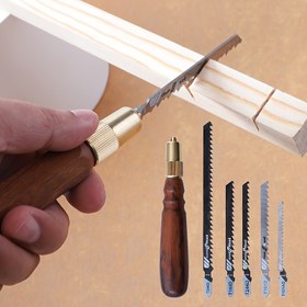 Resim Ahşap Testere Seti 5 Parça Yüksek Karbonlu Çelik Kaba/İnce Dişli Testere Bıçağı Ahşap Saplı Değiştirilebilir Testere Bıçağı ile Ahşap Plastik DIY El Sanatları Ahşap İşleme Araçları 