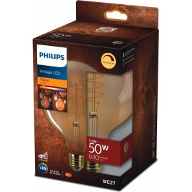 Resim Philips LED Classic Dimlenebilir Amber Filament Ampul 7W 640Lum 2700K Sarı Işık G120 E27 (50W) 