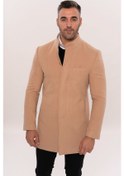 Resim Hakim Yaka Bej Erkek Uzun Kaban Wessi Krem 