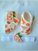 Resim MASALBABY Kız Bebek Portakallı Saç Bantlı Patik / Yenidoğan Hediyelik /Portakallı Bandanalı Bebek Patik 