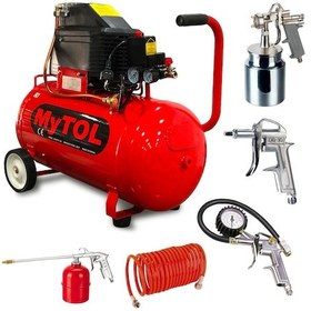 Resim Mytol 50 Litre Hava Kompresörü 2 Hp 8 Bar Ve 5li Havalı Set 