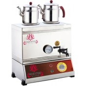 Resim Iki Demlikli Çay Kazanı 40LIK Model Elektrikli Çelik Çaycı Paslanmaz Çay Ocağı 