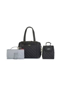 Resim Storksak Stevie Quilted Bebek Bakım Çantası Siyah 38x34x14 Cm Gri - Siyah 