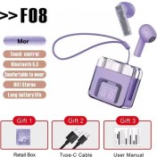 Resim Wilkwe Karler Bass F08 Dijital Şarj Göstergeli Tws Bluetooth Kulaklık - Kırmızı 11 (Yurt Dışından) 