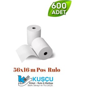 Resim 56x16 Yazar Kasa Pos Rulosu 1. Kalite Kağıt 600 Adet 