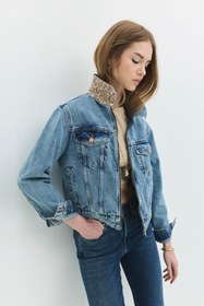 Resim Trucker Regular Fit Kadın Jean Ceket - L 