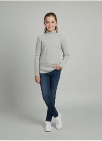 Resim FATELLA Kız ve Erkek Çocuk Gri Fitilli Yarım Balıkçı Yaka Uzun Kollu Body İçlik 
