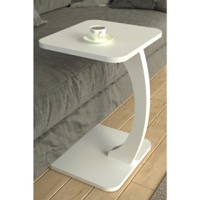 Resim Limnizza Tekerlekli Kare C Sehpa Koltuk Yanı Laptop Masası Modern Zigon Yan Sehpa Salon Ofis Sehpası 