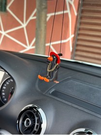 Resim 3dbaydesign Altın Zincirli Sallanan Şapkalı Ördek Yeni Trend Dikiz Ayna Süsü (siyah Turuncu Kırmızı ) 