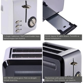Resim 1.7l Gri Isıtıcı ve Ekmek Kızartma Makinesi, 980W, 2 Dilim, Şık ve Kullanışlı Set 