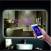 Resim Dnr-Mirror50x65 Cm Bluetoothlu Buğu Yapmayan Dokunmatik Beyaz Ledli Dikdörtgen Banyo Aynası 