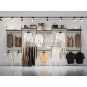 Resim Mağaza Raf Sistemi, Askılık Sistemi, Butik, Mağaza Stand-305x200 Gold - Antrasit 