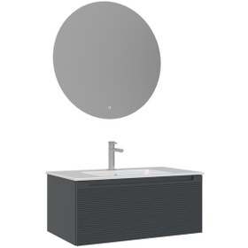 Resim Orka Olbia 80 Cm Mat Antrasit Banyo Dolabı Takımı Beyaz 