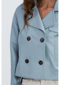 Resim Valmenti Kadın Gümüş Metalik Hakiki Deri Ceket 846 V1008 Byn Ceket Y23 